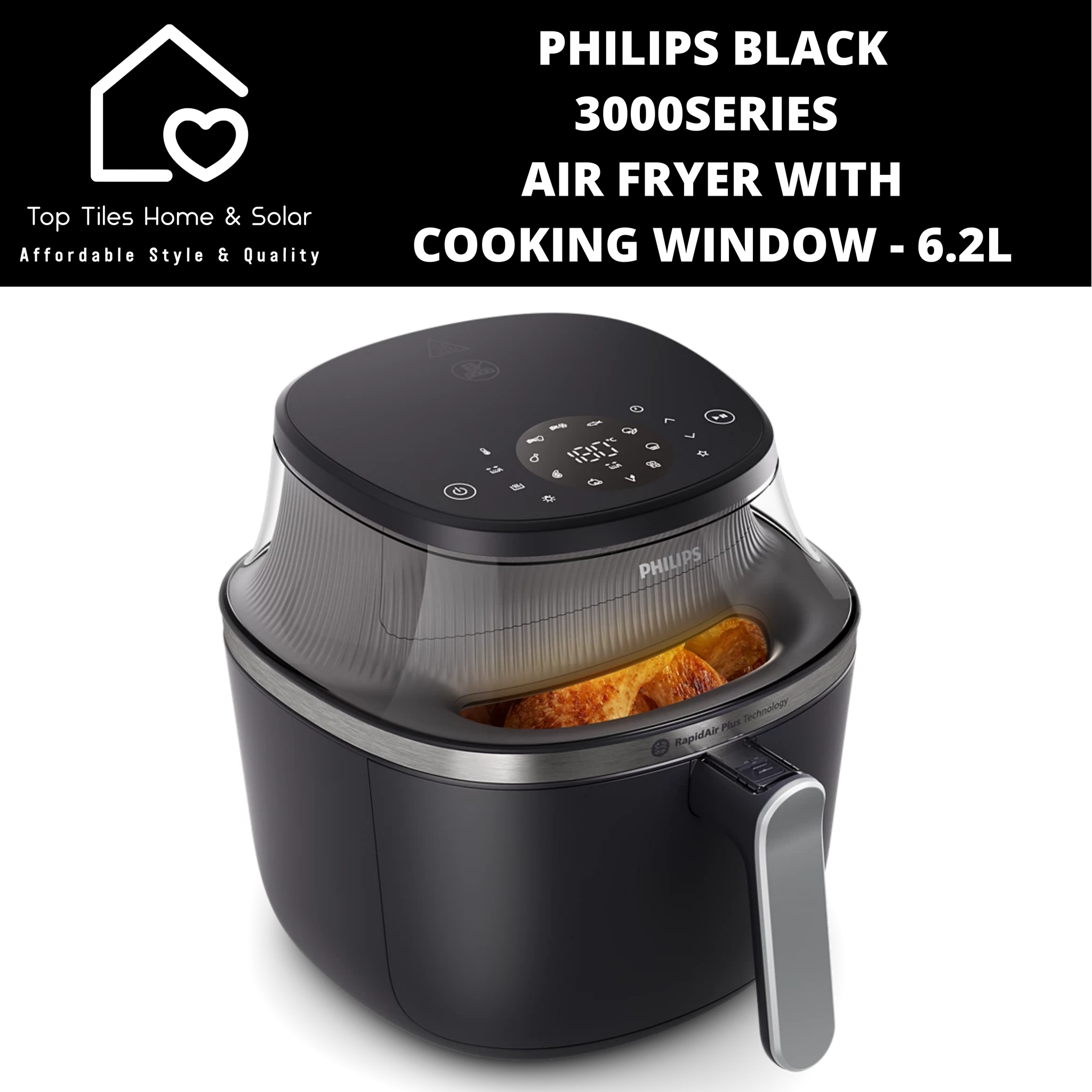Philips Black 3000Series Air Fryer with Cooking Window - 6.2L