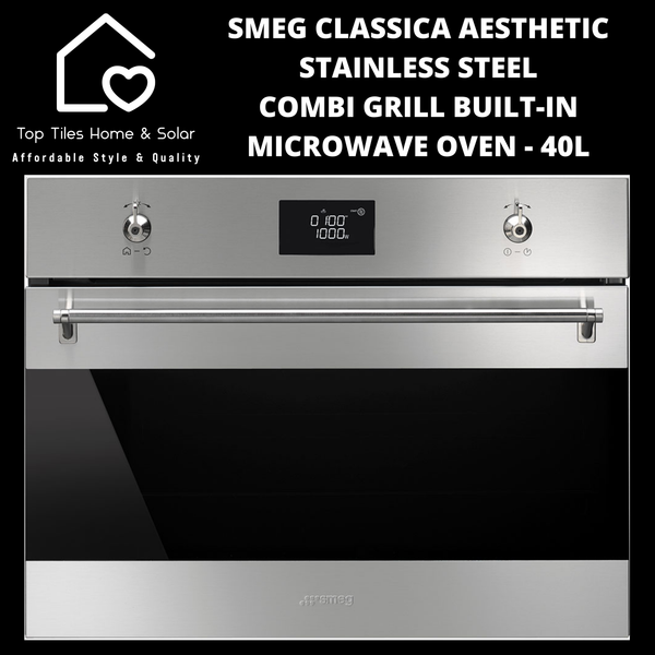 Smeg Classica Aesthetic Stainless Steel Combi Grill Microwave Oven - 40L