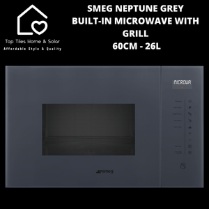 Smeg Neptune Grey Glass Built-in Microwave with Grill - 60cm - 26L