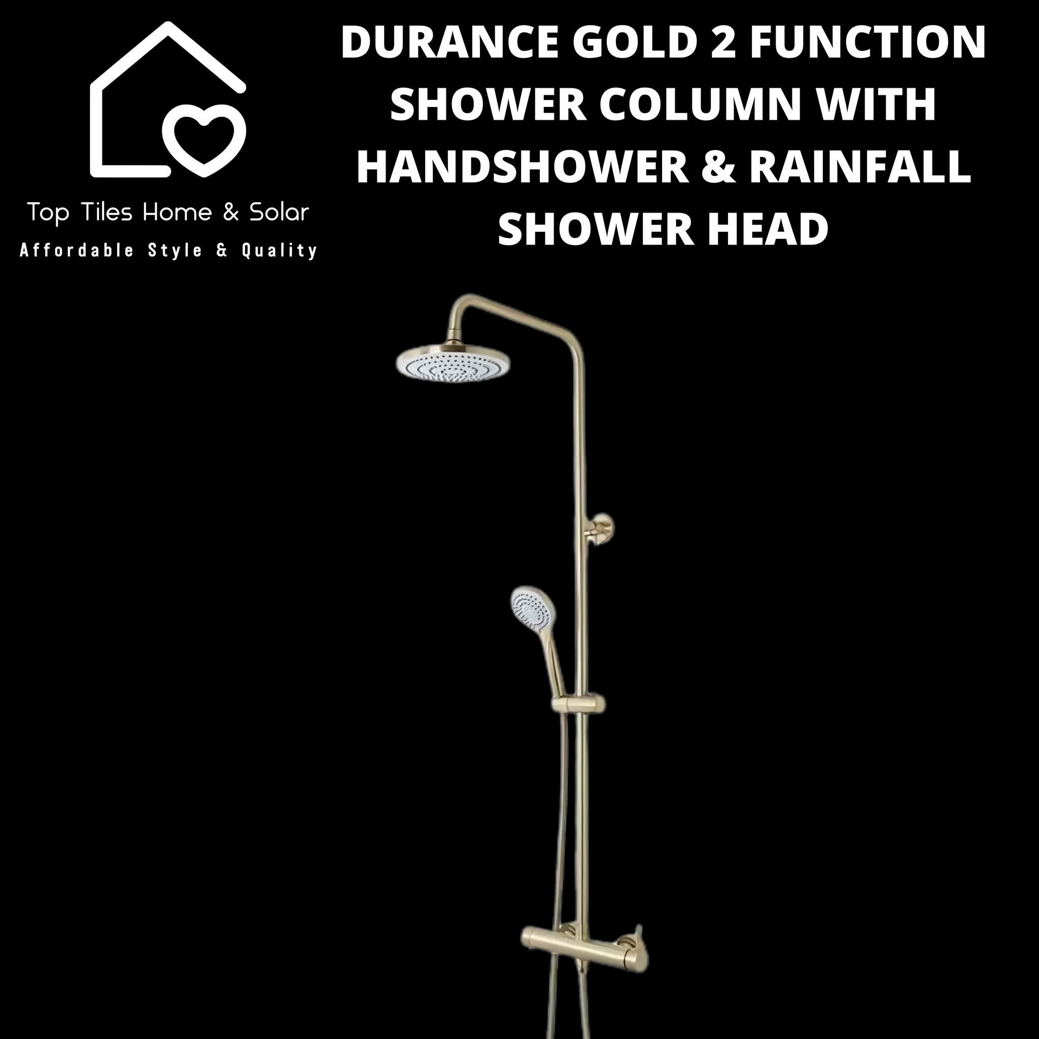 Durance Gold 2 Function Shower Column With Handshower & Rainfall Shower Head