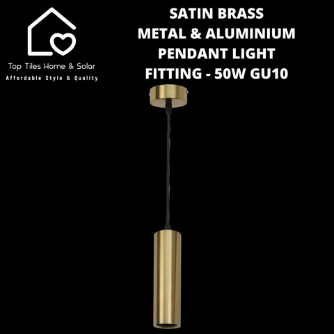 Satin Brass Metal & Aluminium Pendant Light Fitting - 50W GU10