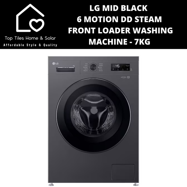 LG Mid Black 6 Motion DD Steam Front Loader Washing Machine - 7kg