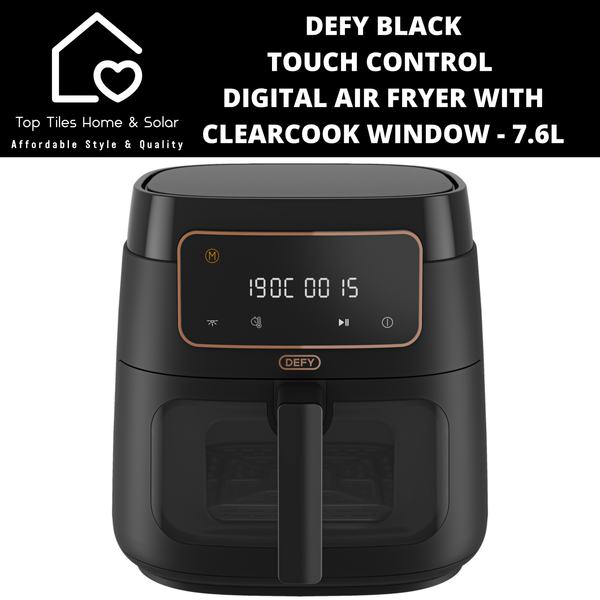 Defy Black Touch Control Digital Air Fryer with ClearCook Window - 7.6L