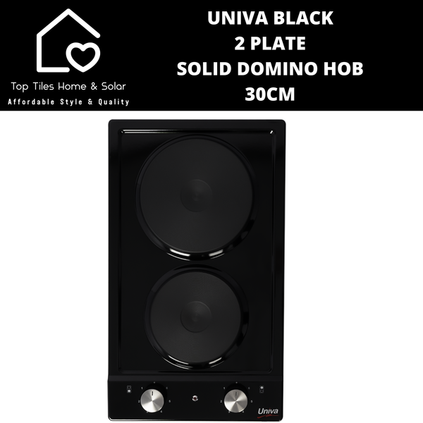 Univa Black 2 Plate Solid Domino Hob - 30cm