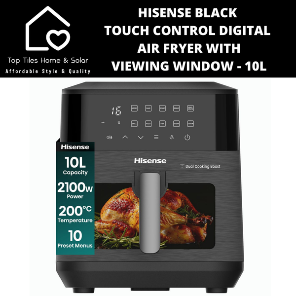 Hisense Black Touch Control Digital Air Fryer with Viewing Window - 10L