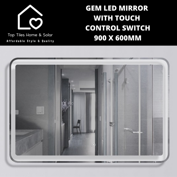 Gem LED Mirror With TouchControl Switch -  900 x 600mm