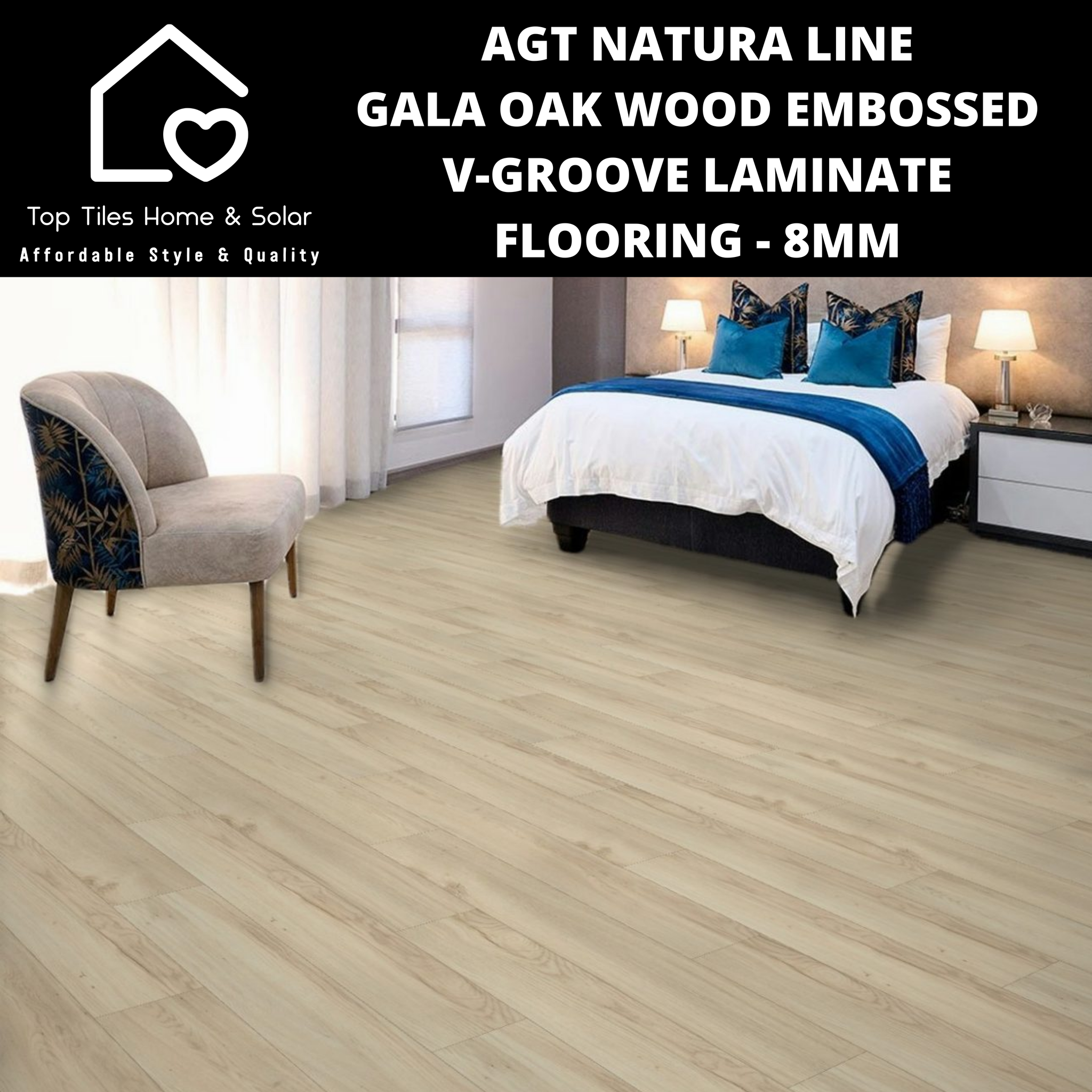 AGT Natura Line Gala Oak Wood Embossed V-Groove Laminate Flooring - 8mm