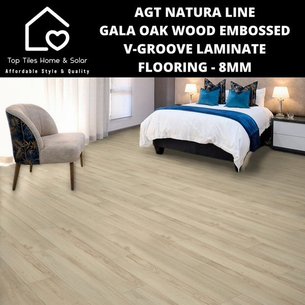 AGT Natura Line Gala Oak Wood Embossed V-Groove Laminate Flooring - 8mm