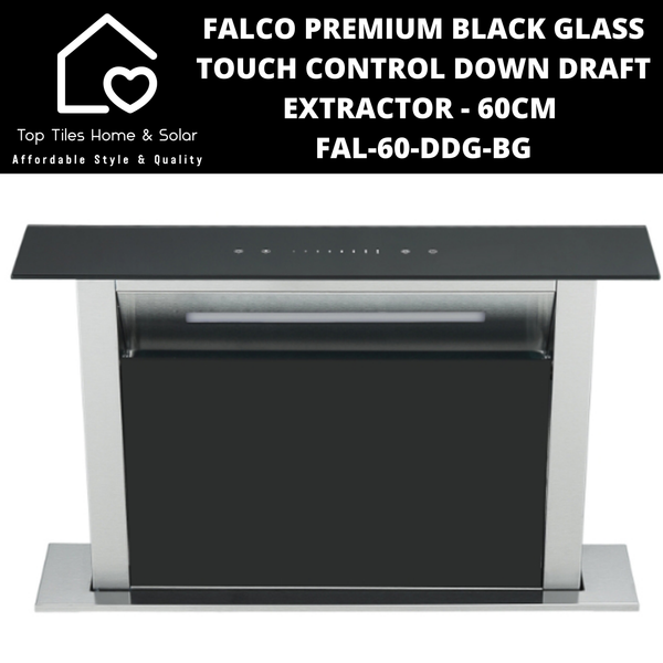 Falco Premium Black Glass Touch Control Down Draft Extractor - 60cm FAL-60-DDG-BG