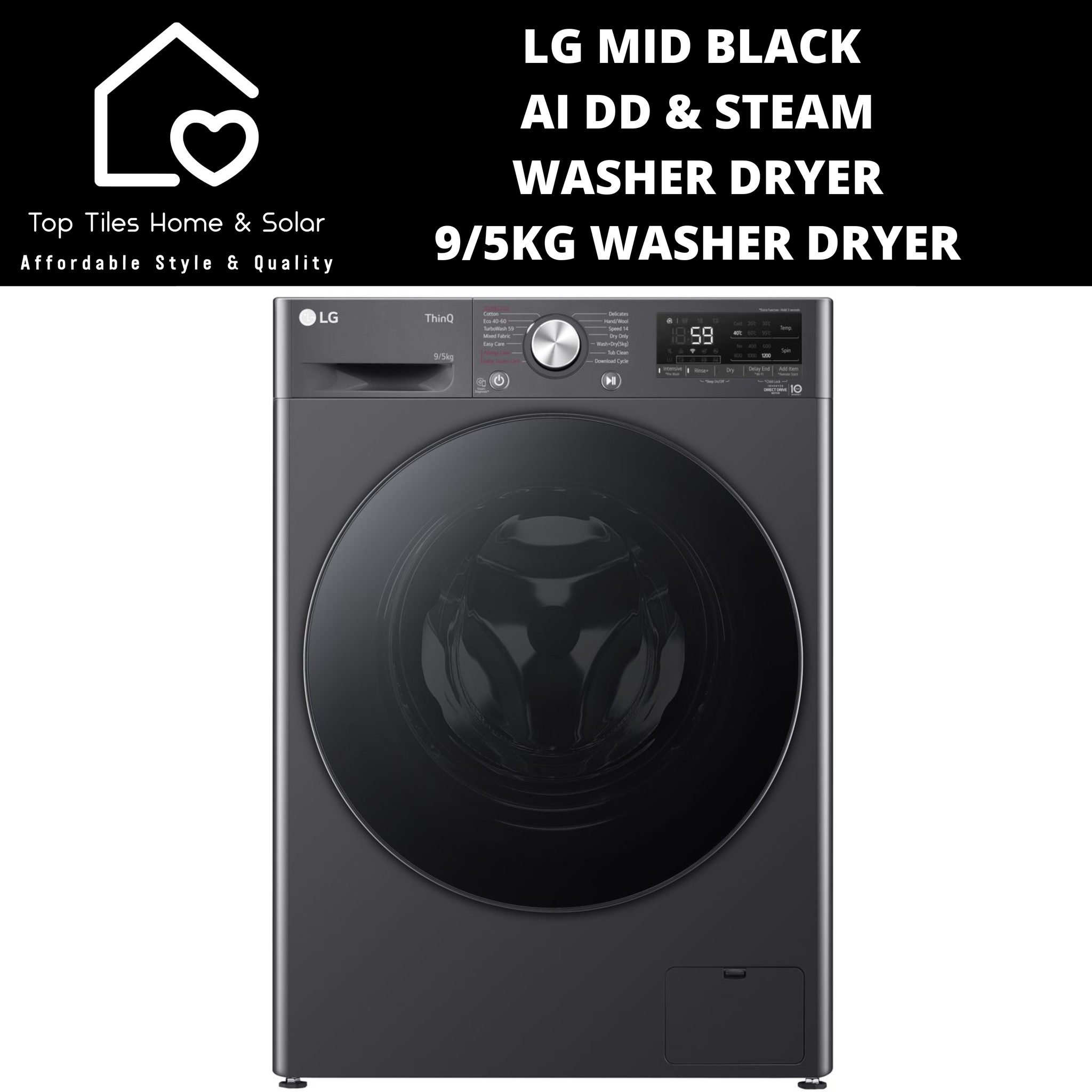 LG Mid Black AI DD & Steam Washer Dryer - 9/5kg Washer Dryer