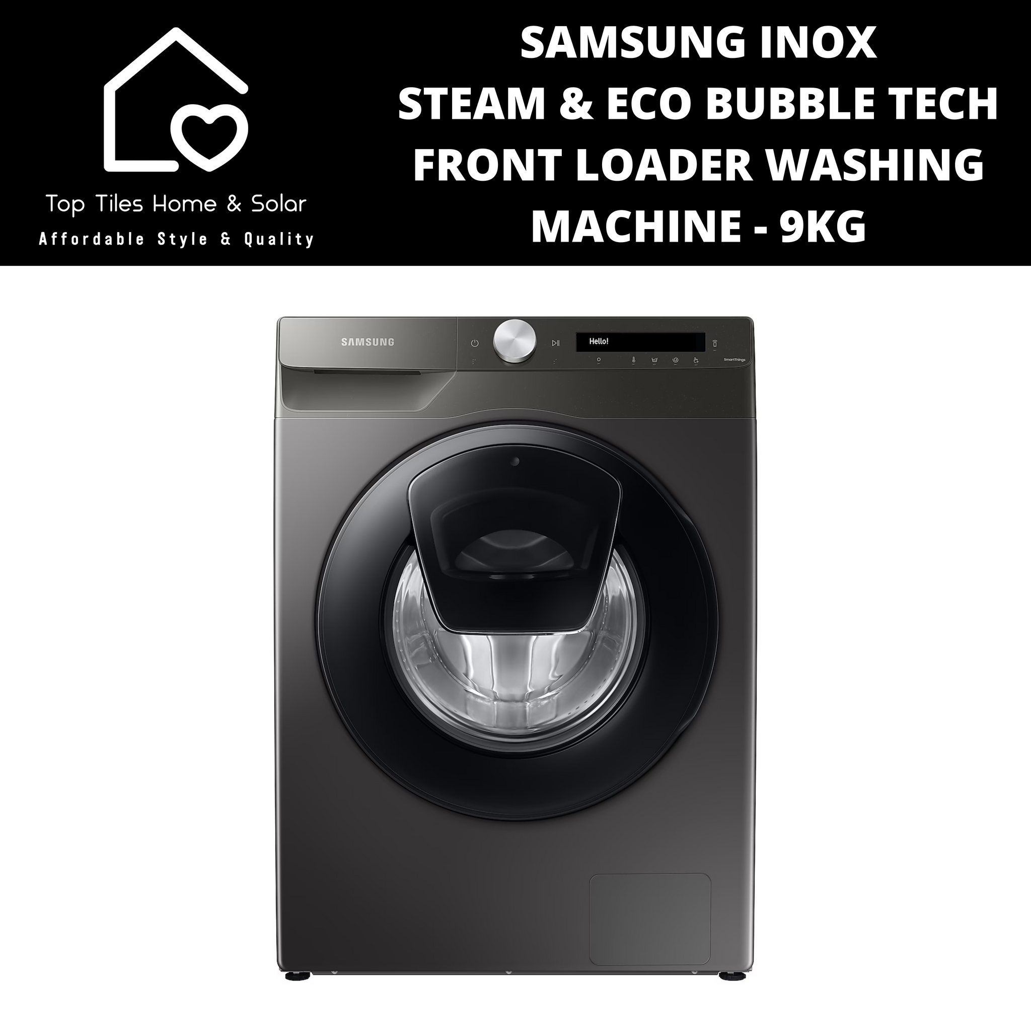 Samsung Inox AI Steam & Eco Bubble Tech Front Loader Washing Machine - 9kg