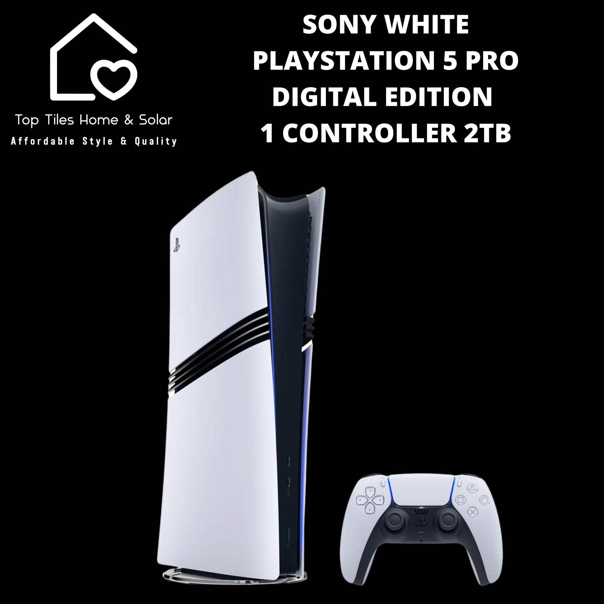 Sony White PlayStation 5 Pro Digital Edition + 1 Controller - 2TB