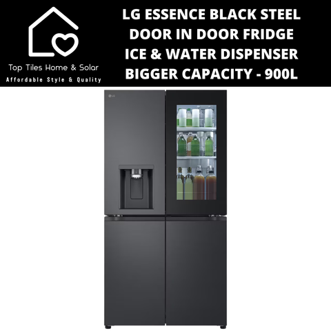 LG Essence Black Steel Door in Door Fridge with Ice & Water Dispenser - 900L