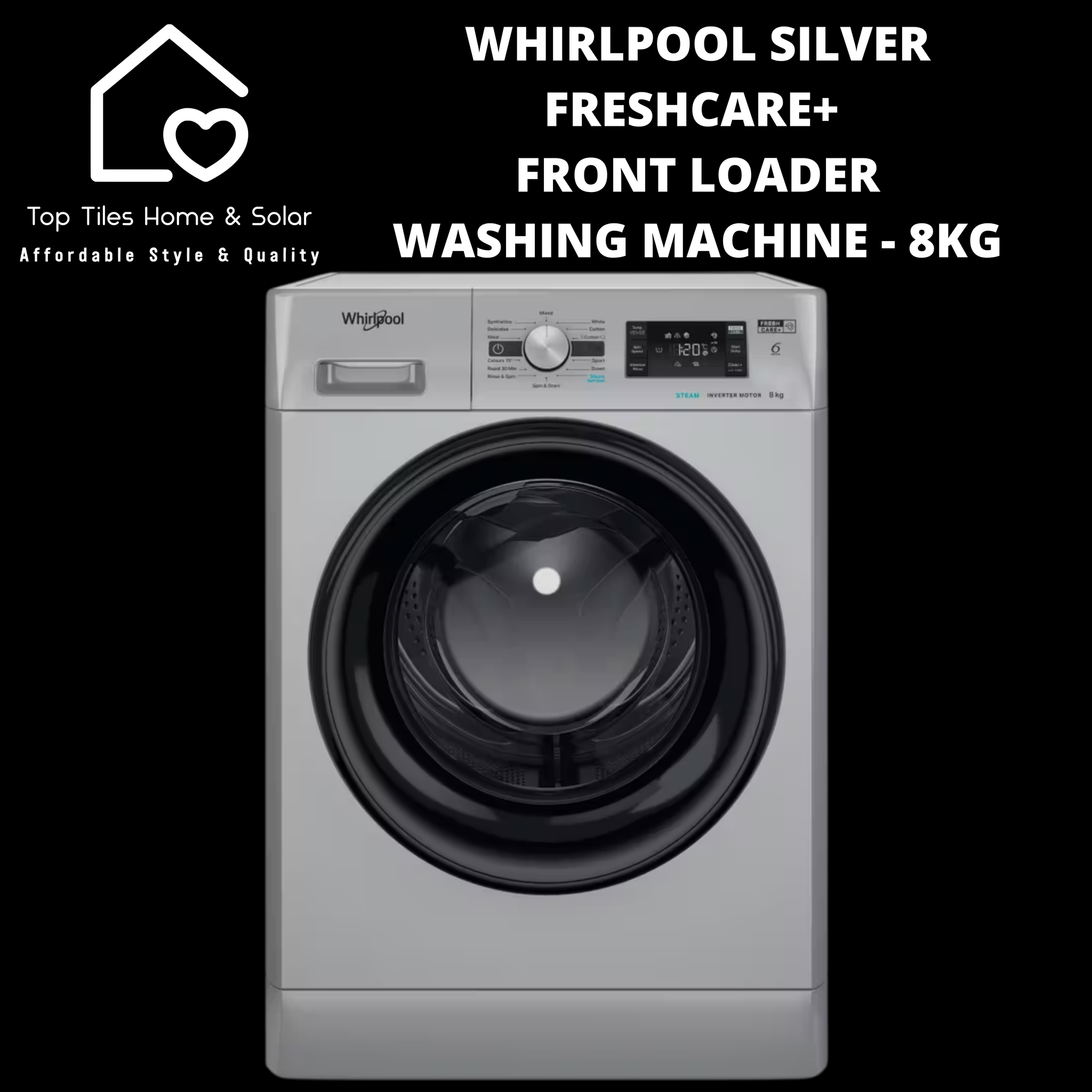 Whirlpool Silver FreshCare+ Front Loader Washing Machine - 8kg