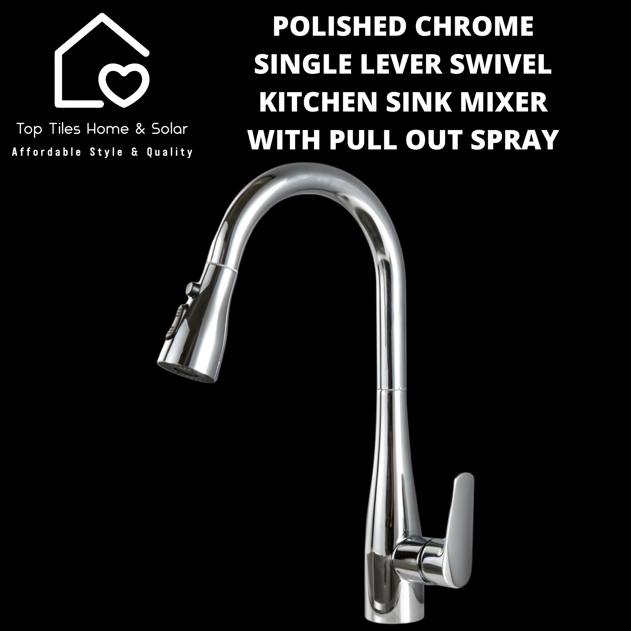 Polished Chrome Single Lever Swivel Kitchen Sink Mixer with Pull Out Spray