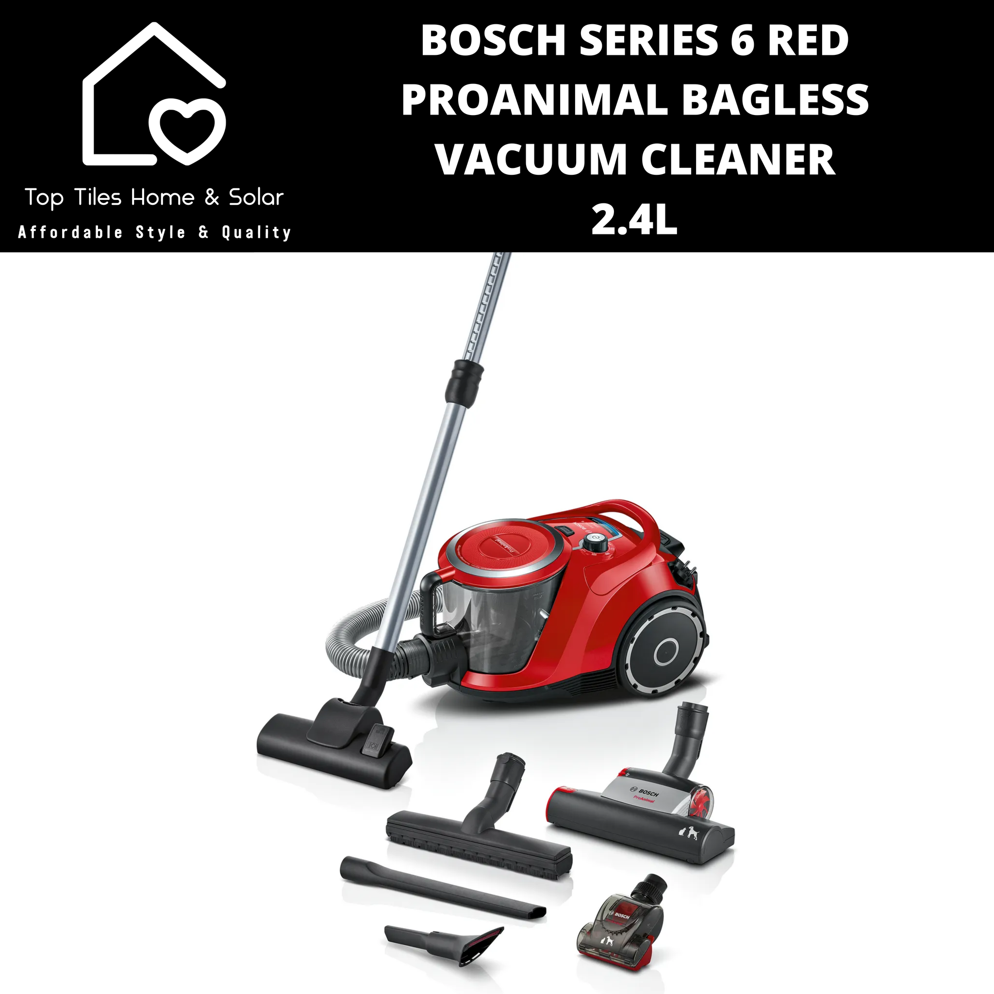 Bosch Series 6 - Red ProAnimal Bagless Vacuum Cleaner - 2.4L