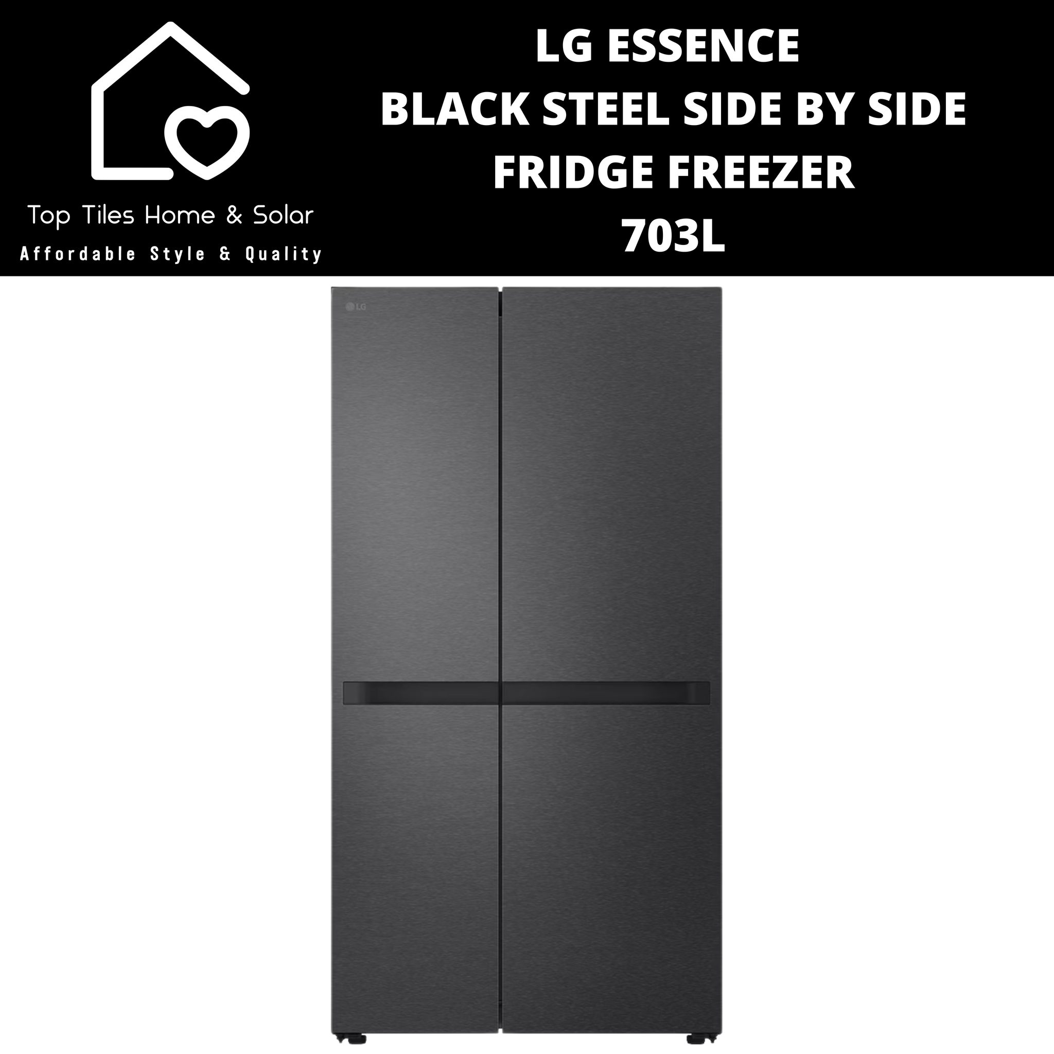 LG Essence Black Steel Side by Side Fridge Freezer - 703L