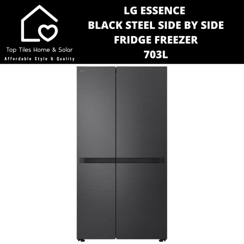 LG Essence Black Steel Side by Side Fridge Freezer - 703L
