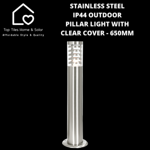 Stainless Steel IP44 Outdoor Pillar Light with Clear Cover - 650mm