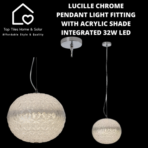 Lucille Chrome Pendant Light Fitting with Acrylic Shade - 32W LED