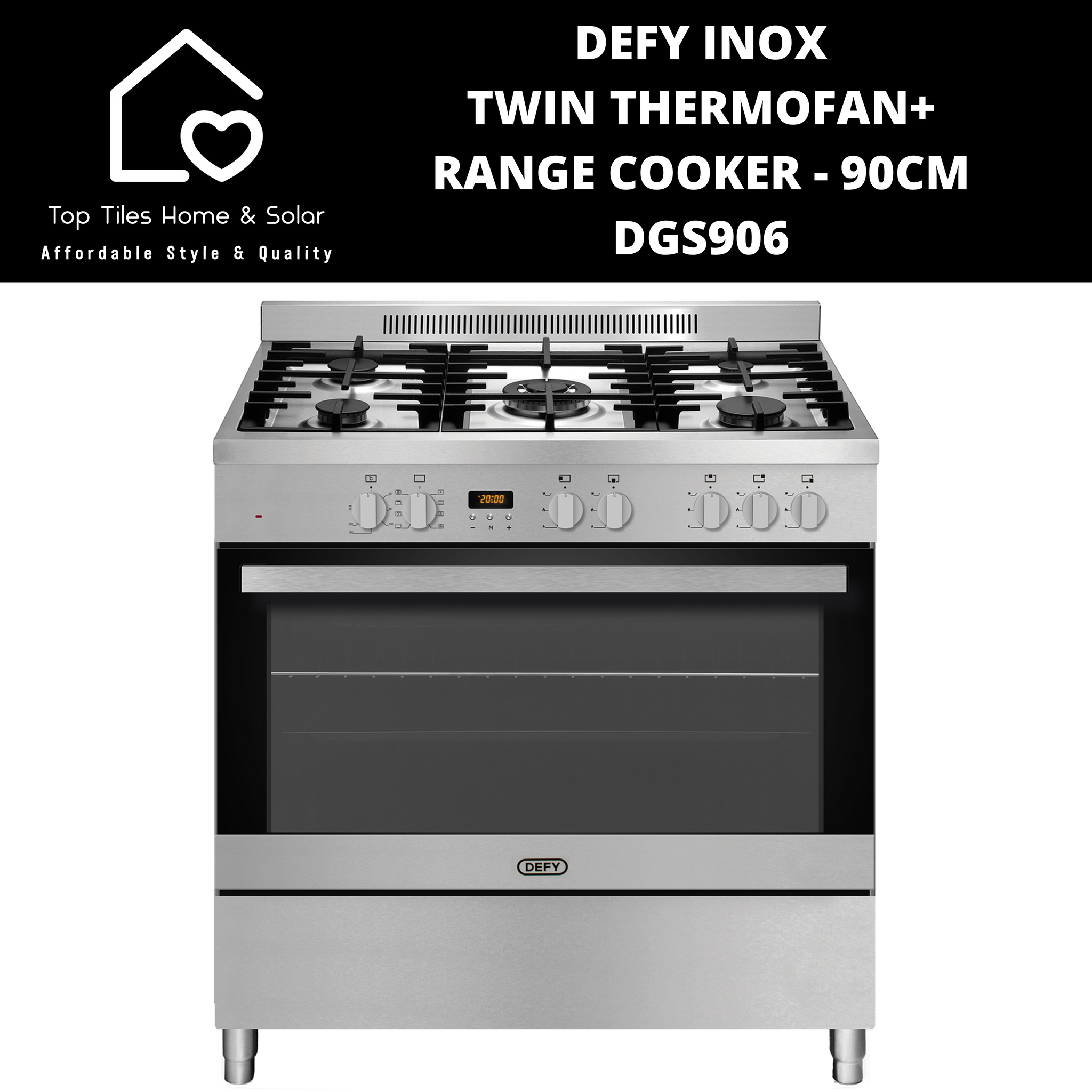 Defy Inox Twin Thermofan+ Gas Range Cooker - 90CM DGS906