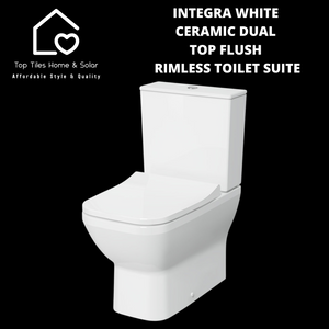 Integra White Ceramic Dual Top Flush Rimless Toilet Suite