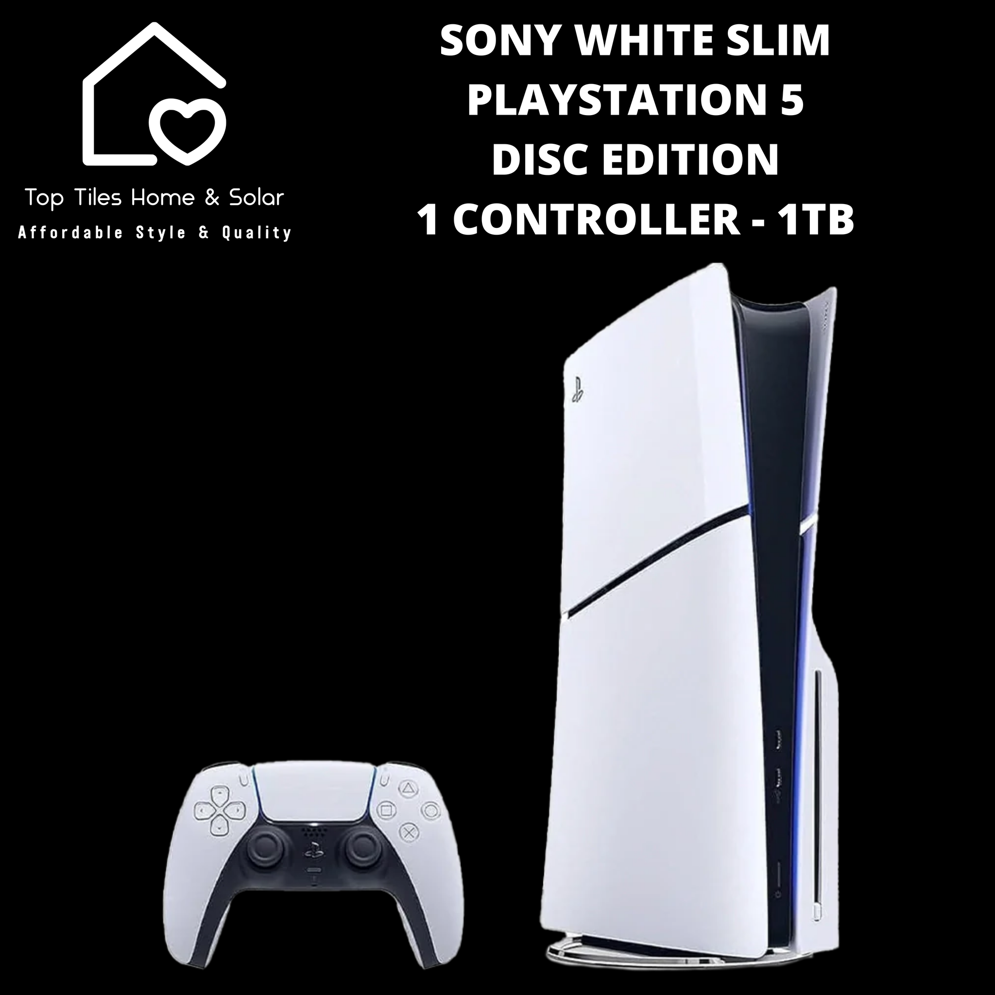 Sony White Slim PlayStation 5 Disc Edition + 1 Controller - 1TB