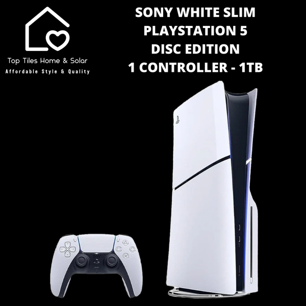 Sony White Slim PlayStation 5 Disc Edition + 1 Controller - 1TB