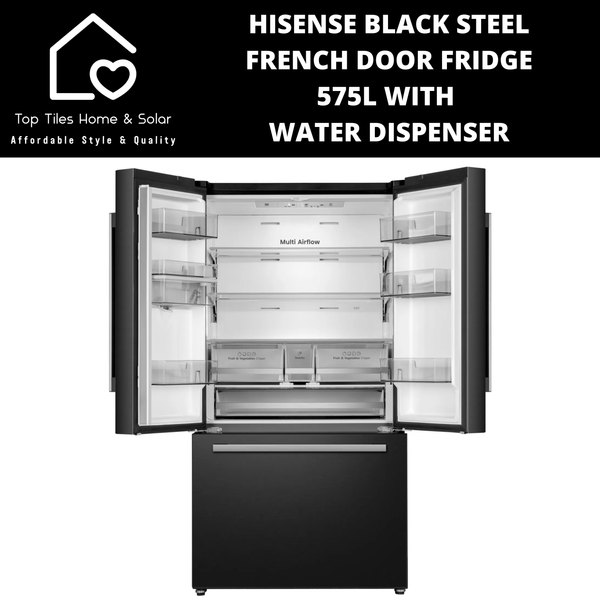 Hisense Black Steel French Door Fridge  - 575L With Water Dispenser