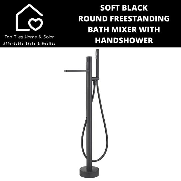 Soft Black Round Freestanding Bath Mixer With Handshower