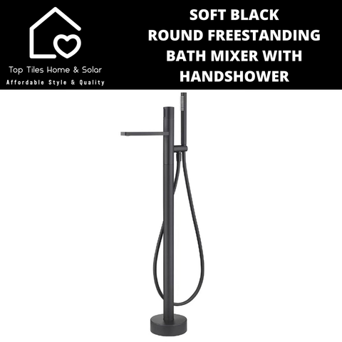 Soft Black Round Freestanding Bath Mixer With Handshower