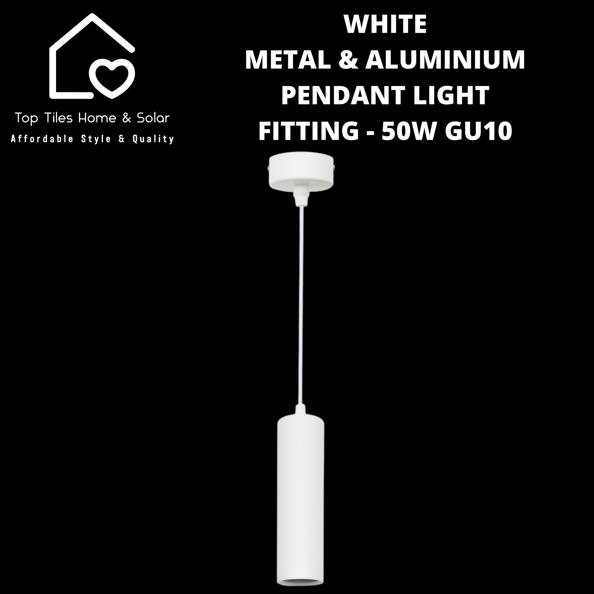 White Metal & Aluminium Pendant Light Fitting - 50W GU10