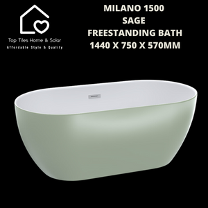 Milano 1500 Sage Freestanding Bath - 1440 x 750 x 570mm