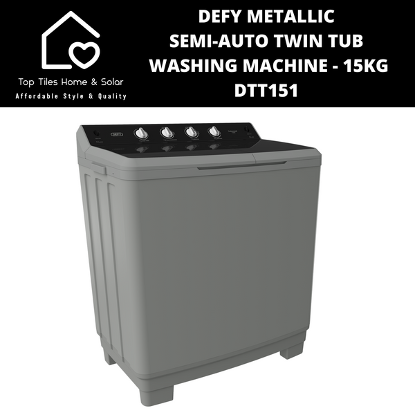 Defy Metallic Semi-Auto Twin Tub Washing Machine - 15kg DTT151