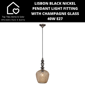 Lisbon Black Nickel Pendant Light Fitting with Champagne Glass - 40W E27