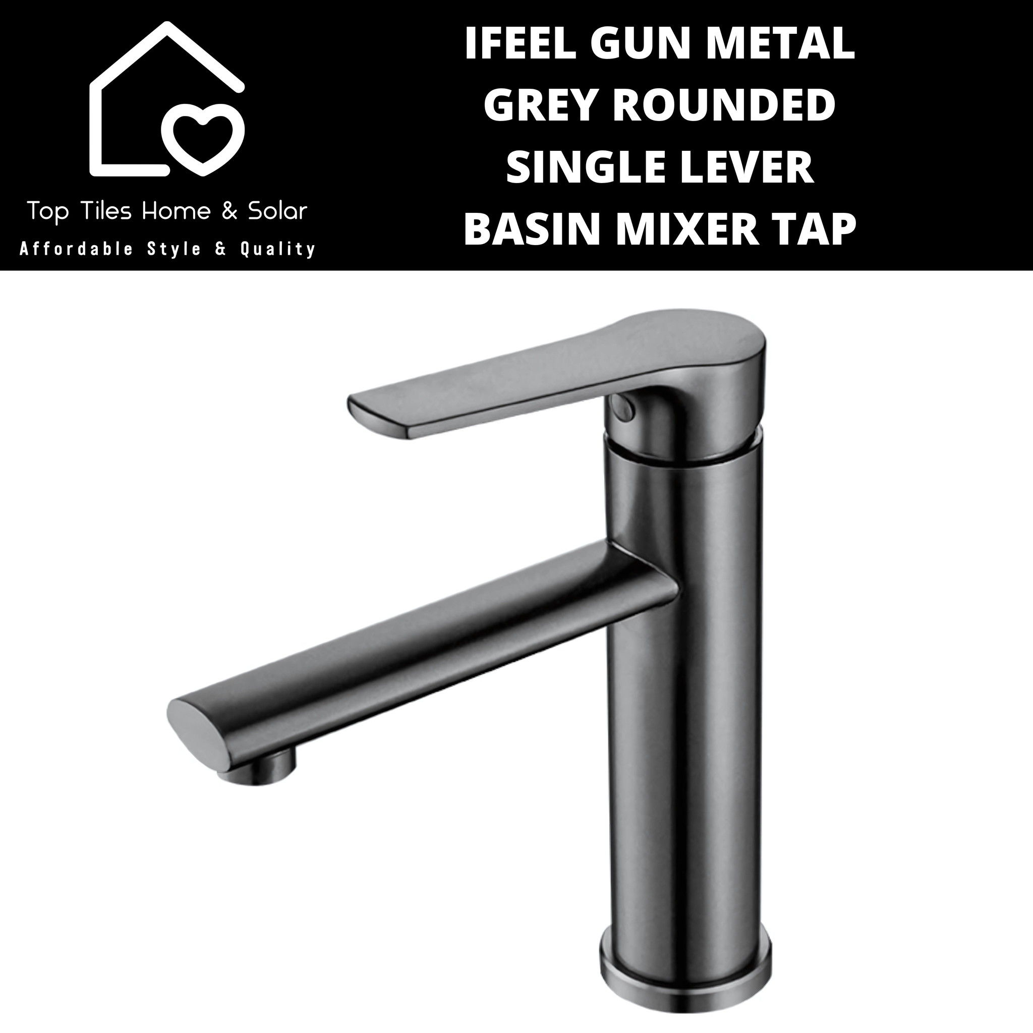 IFeel Gun Metal Grey Rounded Single Lever Basin Mixer Tap