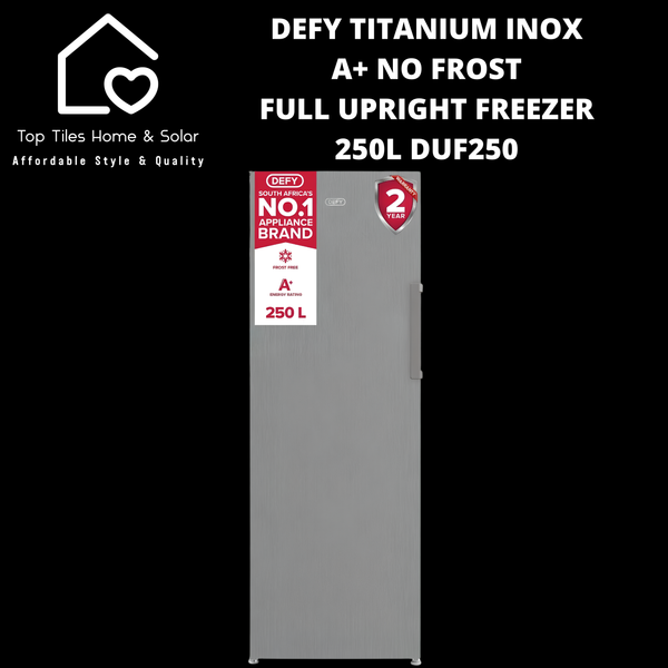 Defy Titanium Inox A+ No Frost Full Upright Freezer - 250L DUF250
