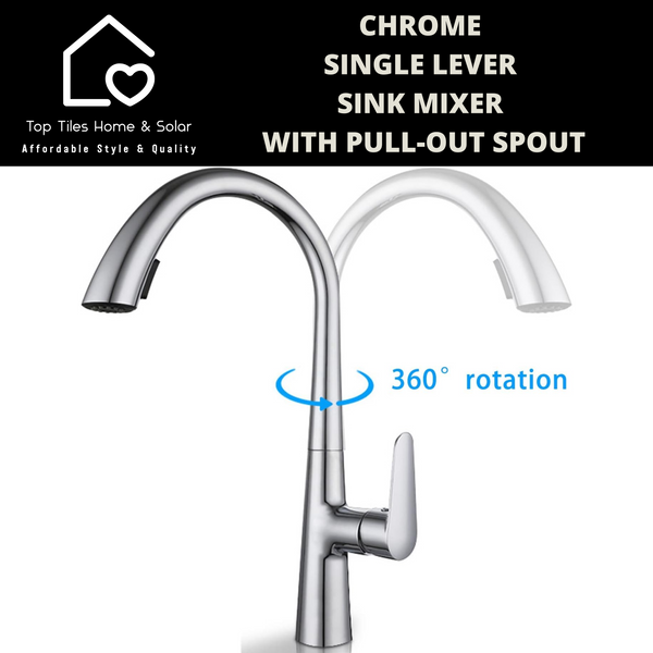 Chrome Single Lever Sink Mixer With Pull-Out Spout