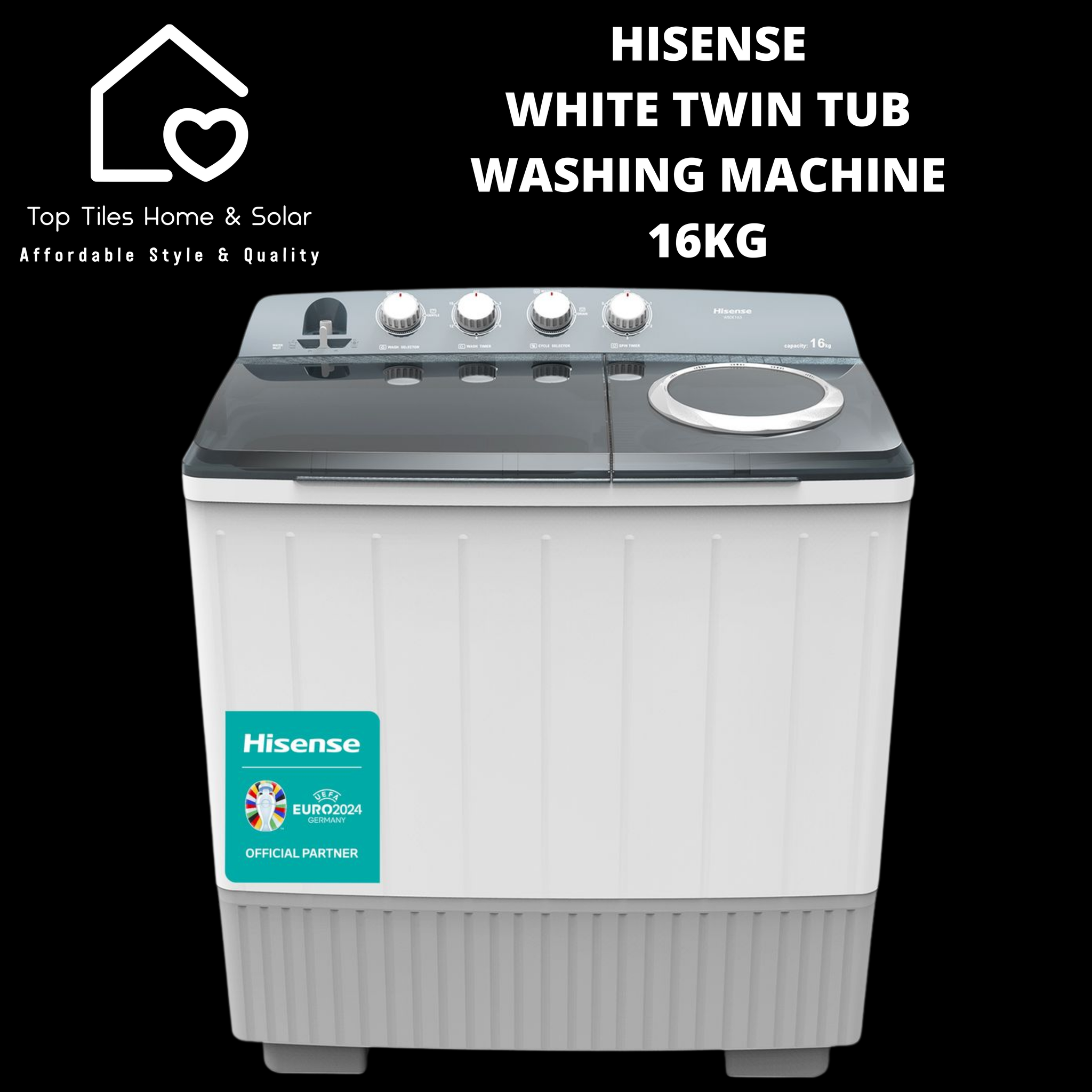 Hisense White Twin Tub Washing Machine - 16kg