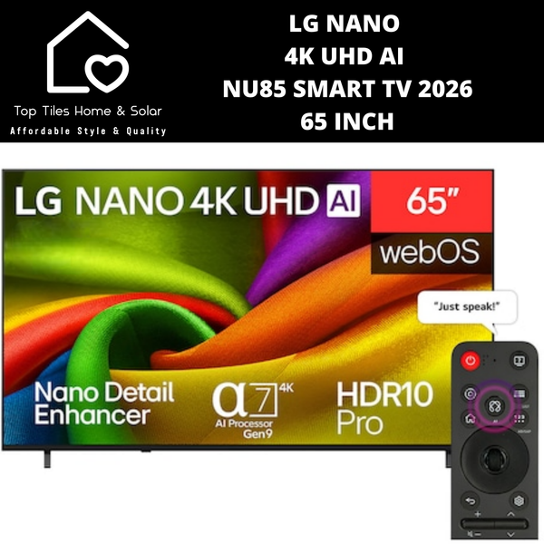 LG NANO 4K UHD AI NU85 Smart TV 2026 - 65 Inch