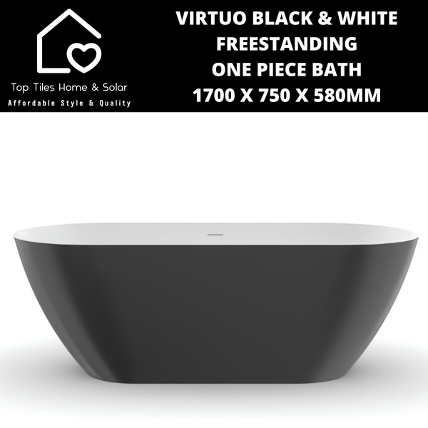 Virtuo Black & White Freestanding One Piece Bath - 1700 x 750 x 580mm