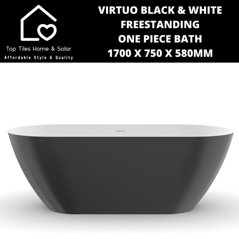 Virtuo Black & White Freestanding One Piece Bath - 1700 x 750 x 580mm