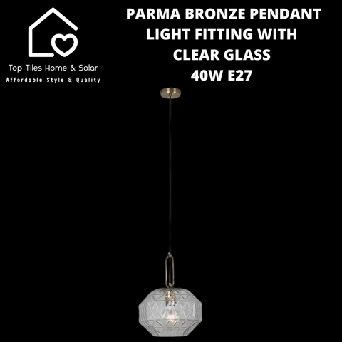 Parma Bronze Pendant Light Fitting with Clear Glass - 40W E27
