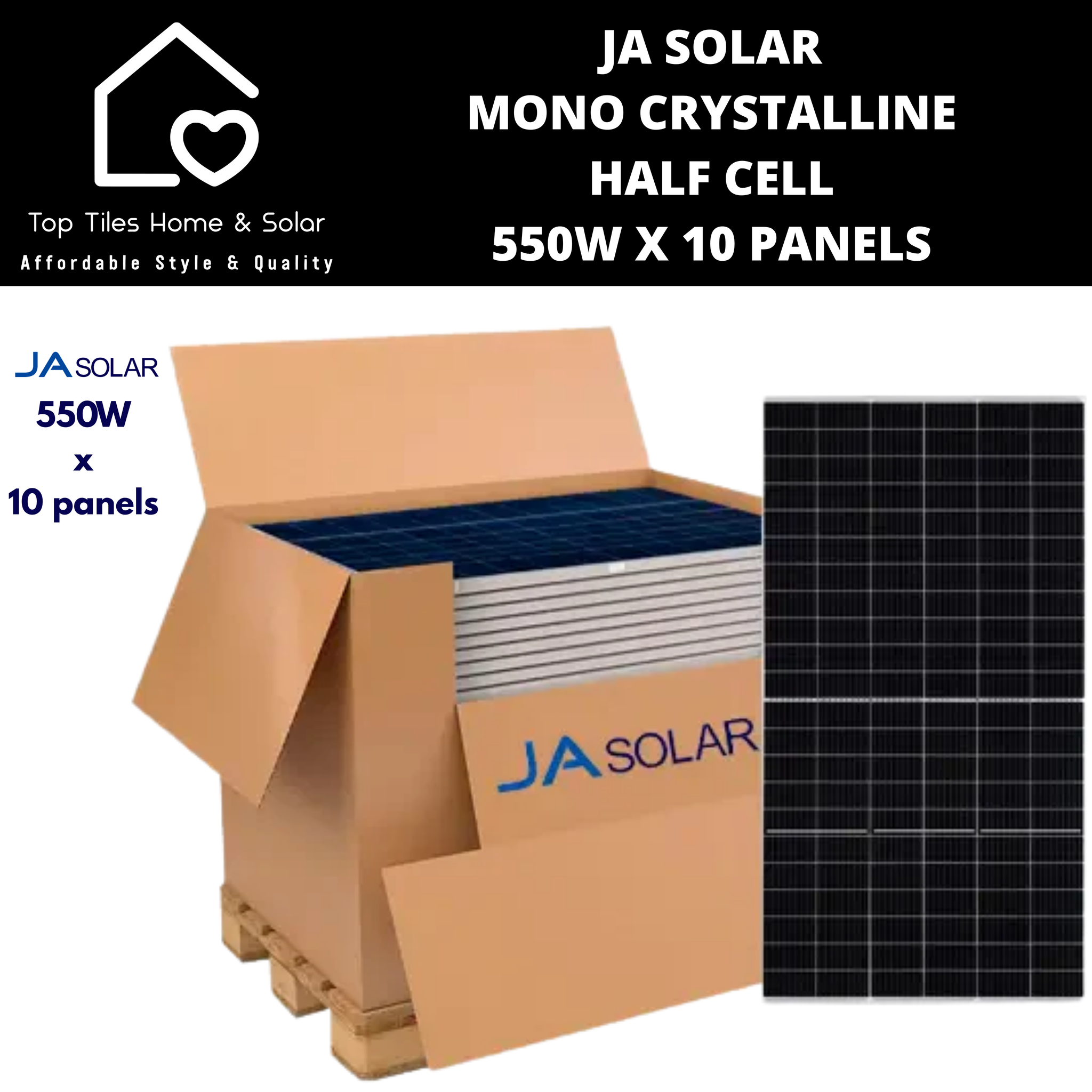 JA Solar Mono Crystalline Half Cell - 550W x 10 Panels