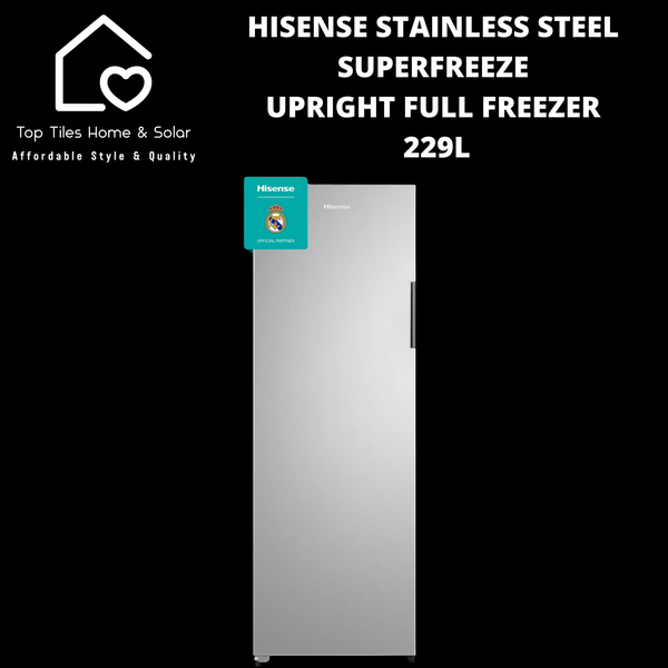 Hisense Stainless Steel SuperFreeze Upright Full Freezer - 229L