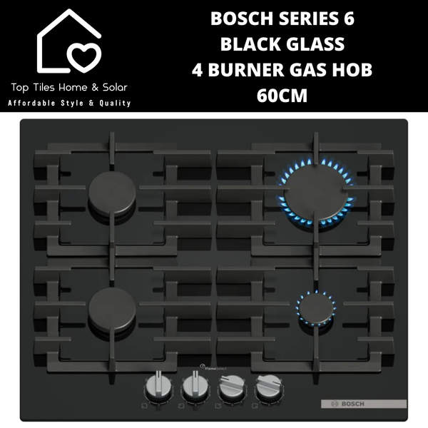 Bosch Series 6 - Black Glass 4 Burner Gas Hob - 60cm