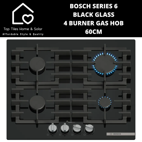 Bosch Series 6 - Black Glass 4 Burner Gas Hob - 60cm