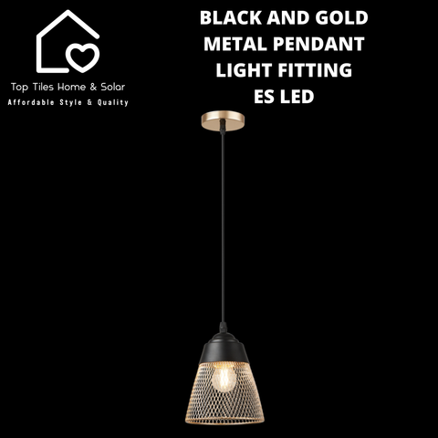 Black and Gold Metal Pendant Light Fitting - ES LED
