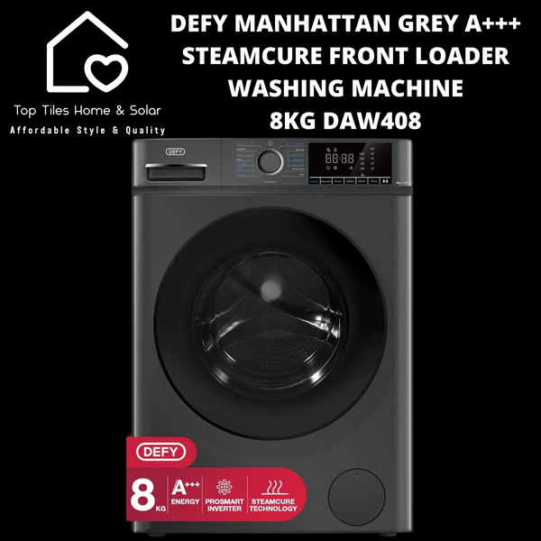 Defy Manhattan Grey A+++ SteamCure Front Loader Washing Machine - 8kg DAW408