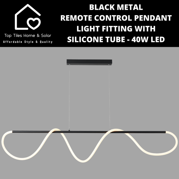 Black Metal Remote Control Pendant Light Fitting with Silicone Tube- 40W LED